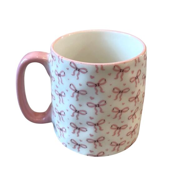 10 Strawberry Street Bella Pink Bow Ceramic Espresso Mug Set of 4 New - Picture 3 of 16